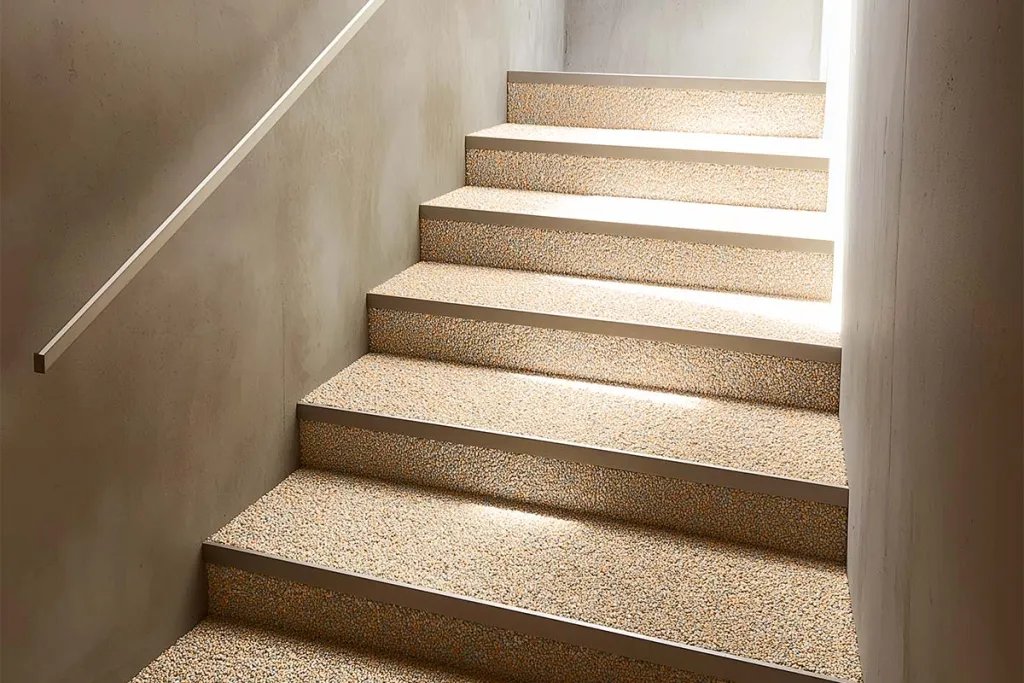 Innentreppe in hellem Beige